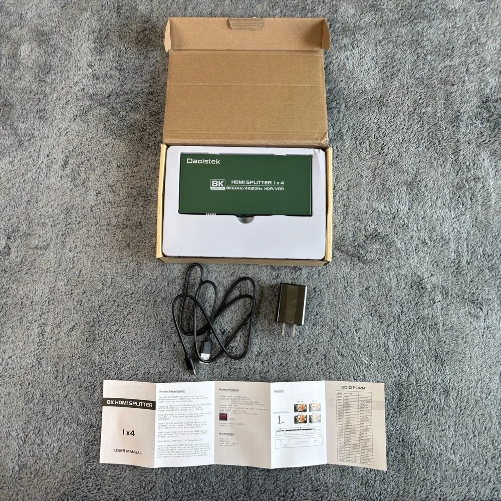 Daoistek 8K HDMI Splitter 1x4 8K60Hz 4K120Hz HDR‎ VRR Ultra HD Support Open Box